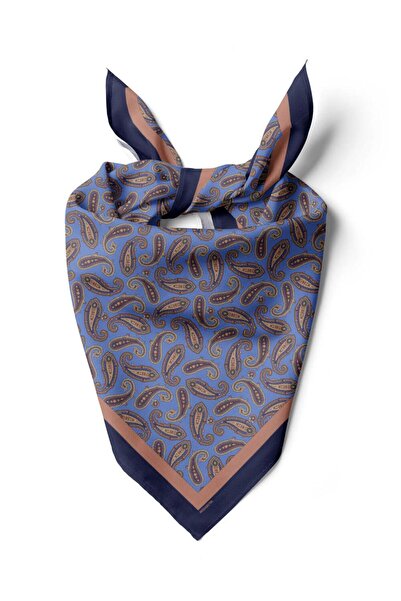 Modabutik A22 Kadın Mavi Şal Desenli 50x50 Bandana HYL DG0578-22