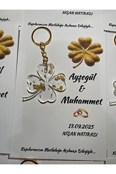 LMS EPOKSİ 25 Adet Kartlı Jelatinli Epoksi Yonca Anahtarlık , Söz , Nişan, Ni...