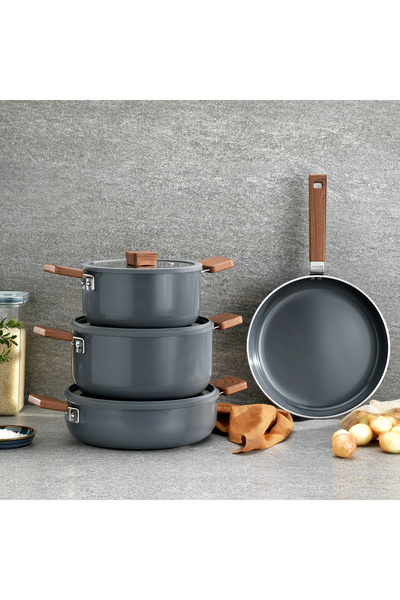 Schafer Ceramoni Ceramic Cookware Set 7 Pieces-Grey