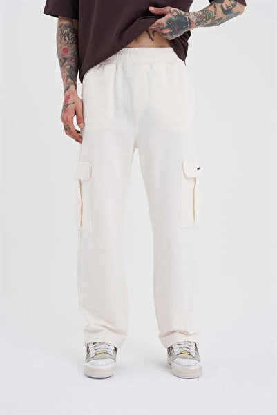 Machinist Men's Cargo Pocket Pack Relaxed Baggy Sweatpants Optical White