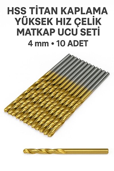 MertTools HSS Titanyum Kaplama 4 mm Matkap Ucu Seti (10 Adet)