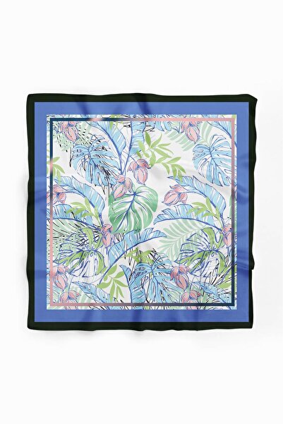 Modabutik A100 Kadın Yeşil Yaprak Desenli 50x50 Bandana HYL DG01349-22