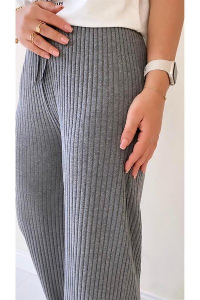 ipek collection 3'lü Füme - Camel- Siyah Kadın Fitilli Raporlu Pantolon & Eşofman, Gündelik Ev Giyim Pijama