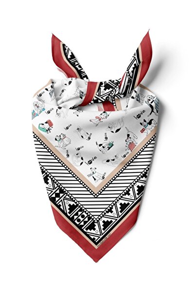 Modabutik Etnik Dog Desenli Kırmızı Siyah Köpek Bandanası DG5467 45x45