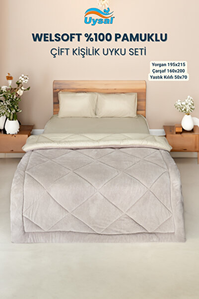 UYSAL WELSOFT AKFİL ÇİFT KİŞİLİK UYKU SETİ 195x215 BEJ
