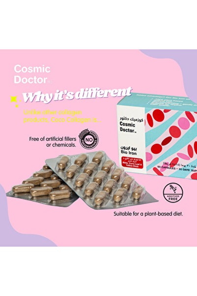 Cosmic Doctor Bio Iron Capsules - Energy, Immune Support & Healthy Red Blood Cell Production - 60 Ca