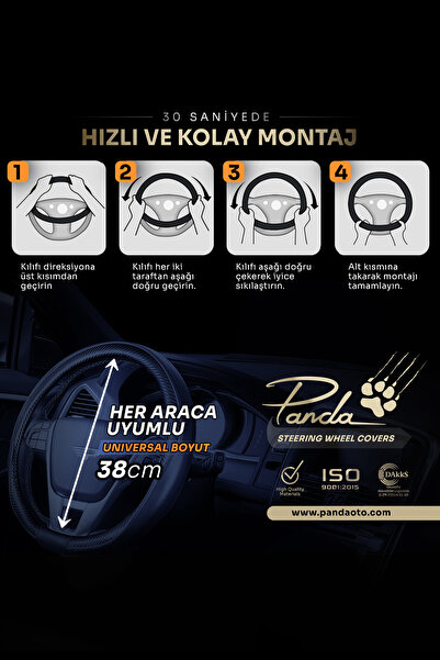Panda Kılıf PANDA TAŞLI GEÇMELİ OTO DİREKSİYON KILIFI - DERİ
