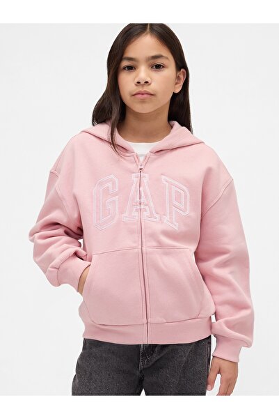 GAP Kız Çocuk Pembe Gap Arch Logo Sweatshirt