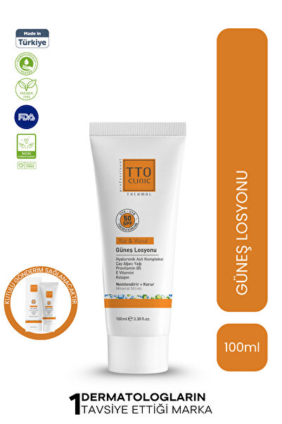 TTO Clinic Güneş Losyonu 100 ml (AKNELİ- ROZALI CİLTLER İÇİN) (ÇAY AĞACI YAĞI / TEA TREE OIL)
