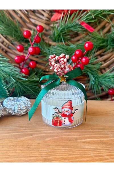 cacagift design Yılbaşı Temalı tekli Kokulu Mum Seti Hediye Mum ,Yeni Yıl Çam Süslemeli Dekoratif Mum