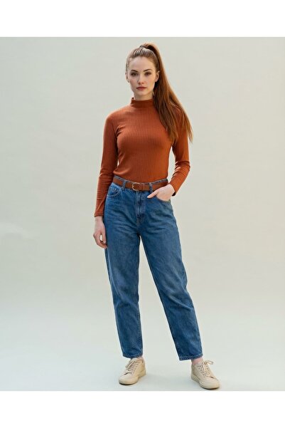 defys KADIN DİK YAKALI UZUN KOLLU TİŞÖRT TARÇIN