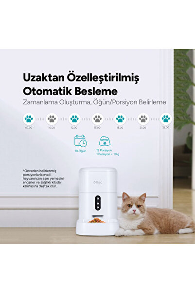 Ttec Foodi Uygulama ile Uzaktan Kontrol Edilebilen Otomatik Wi-Fi Akıllı Kedi/Köpek Besleyici