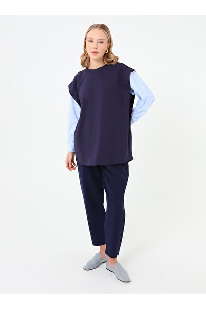 Benin Tunic with Sleeve Shirt Detail - Navy Blue - Benin