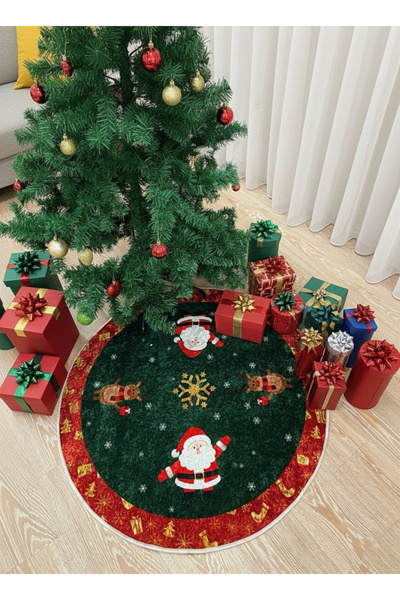 Brillant Yılbaşı Temalı Yuvarlak Halı Paspas (EBAT 100X100)