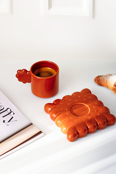 SİNEM YAMAN HOME BİSKÜVİ TARÇIN TABAKLI 100 ML EL YAPIMI SERAMİK FİNCAN