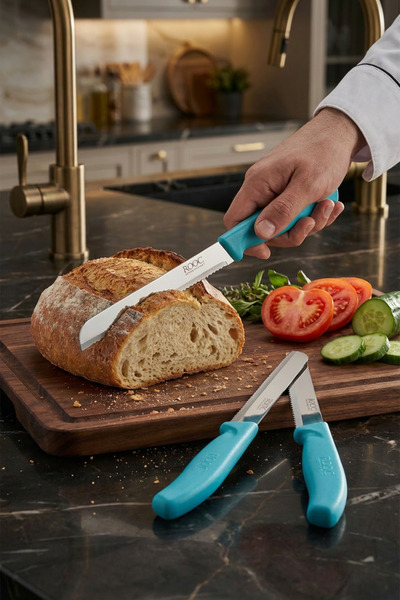 Rooc Set of 3 Ultra Sharp Serrated Knives, 22 cm 100% Guaranteed Stainless Steel