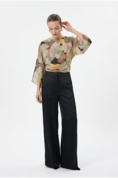 Setre Relaxed Fit Wide Leg Pants with Black Leg Detail