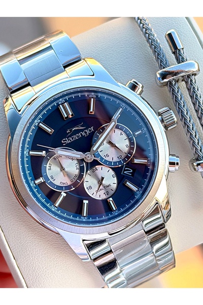 Slazenger ساعة يد رجالية فاخرة مع حزام وعلبة من الفولاذ، ضمان لمدة عامين، 10 ...