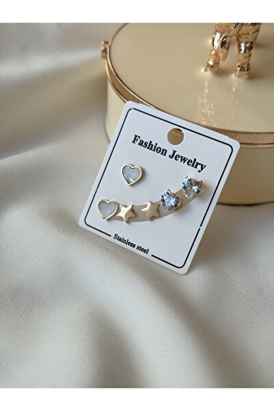 HERCY مجموعة أقراط من الفولاذ الذهبي المستورد