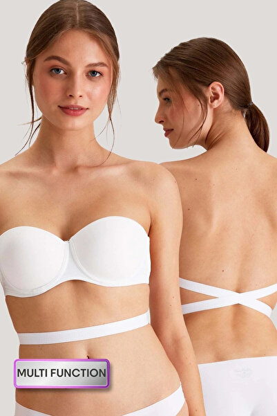 Pierre Cardin 6027 White Pisa Push Up Strapless Multi Function Micro Bra with...