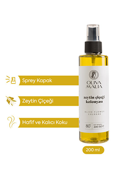 Oliva Malia Zeytin Çiçeği Kolonyası 3 Adet 200 ml Sprey Kapaklı Şişe