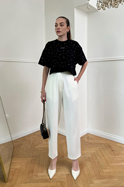 MAGARDE Pantaloni din material textil - ALBI