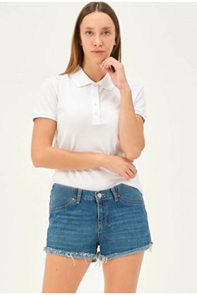 Collezione Women's Polo Neck 100% Cotton White T-Shirt