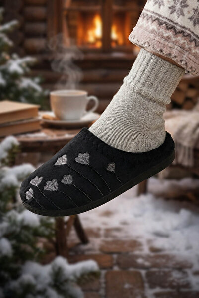 GEZER Women's Winter Pu Comfortable Sole Embroidered Design Home Garden Slippers