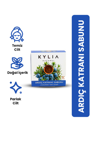 KYLİA Doğal Ardıç Katranı Sabunu - Mantar ve Karşıtı (Ruşur Taşı Hediyeli)-12...