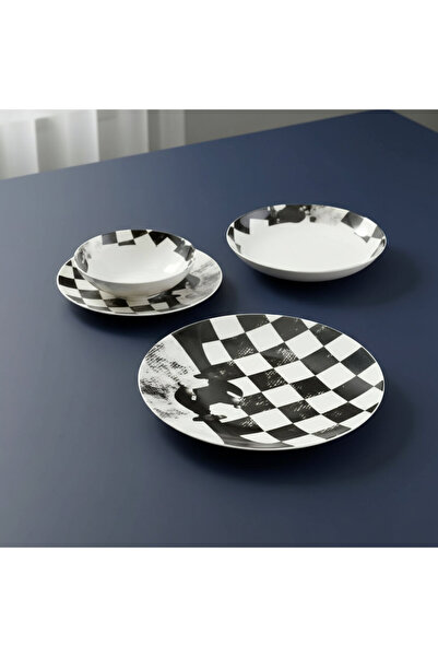 Güral Porselen Camelıa Tek Kişilik 4 Parça Sıngle Yemek Takımı Seti Satranç Fil