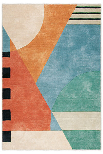 Homefesto Dekoratif Özel Tasarım Yıkanabilir,İnce, Kaymaz Tabanlı, Modern Halı