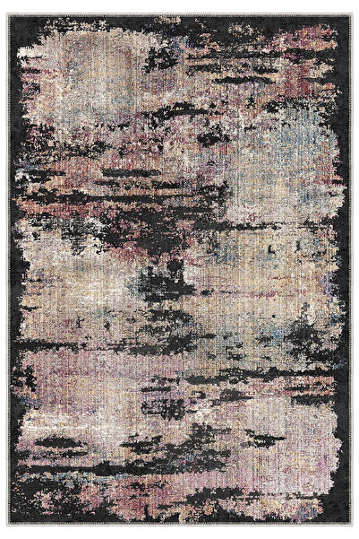 Homefesto Dekoratif Kaymaz Taban,eskitme Detayı Desenli Siyah Renk Özel Tasar...