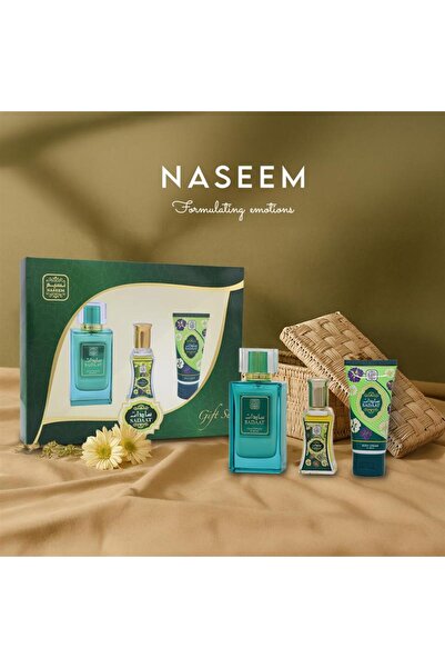 Naseem مجموعة هدايا سادات - طقم من 3 قطع للرجال والنساء (عطر، رول أون، وكريم للجسم)