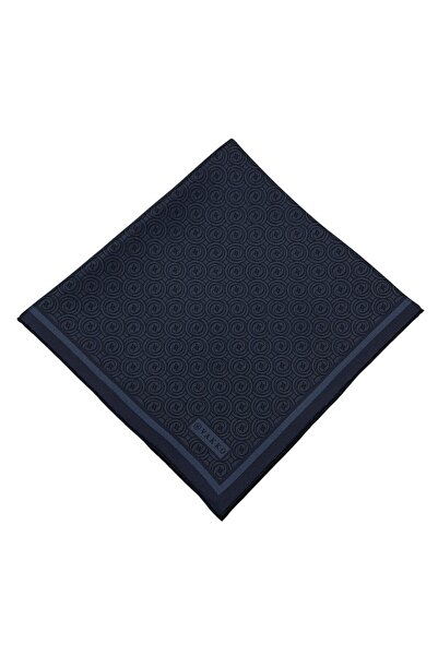 Vakko Twill İpek Eşarp - Yeni Monogram - Koyu Lacivert