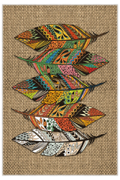 Homefesto Dekoratif Özel Tasarım, Pamuklu Dokuma Taban, İnce, Kaymaz Taban, Y...