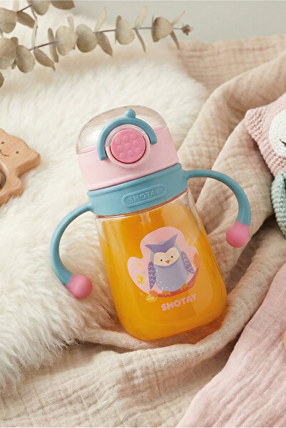 M&B WATER BOTTLE Tritan Pipetli Suluk - Renkli Figürlü Matara Okul Çocuk Sulu...