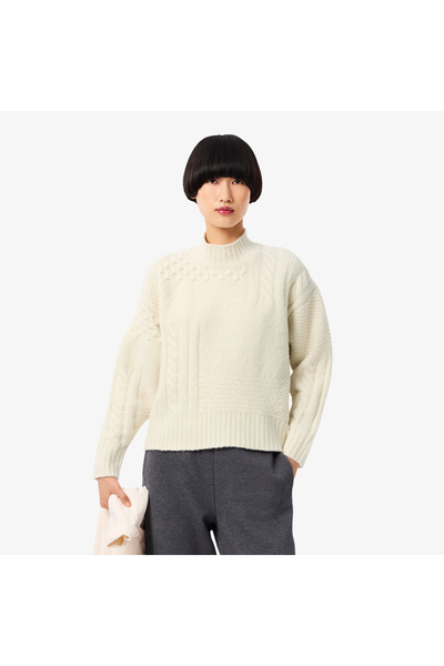 Lacoste Patchwork Effect High Neck Wool Sweater - AF3974-00-XFJ