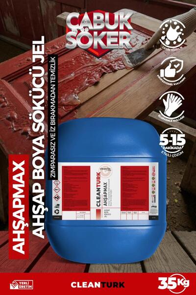 CleanTurk AHŞAPMAX Ahşap Boya Sökücü Jel Ahşap Yüzeyler İçin Etkili Çözüm 35 KG