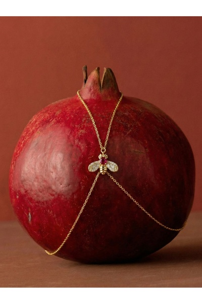 Silveria Jewels 925 Ayar Gümüş Arı Modeli Ruby & Zirkon Taşlı Şahmeran