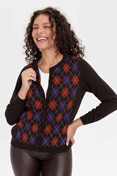 Desen Triko Γυναικεία μάλλινη ζακέτα - μηδενικός γιακάς, μπροστινός μπακαλάκι...