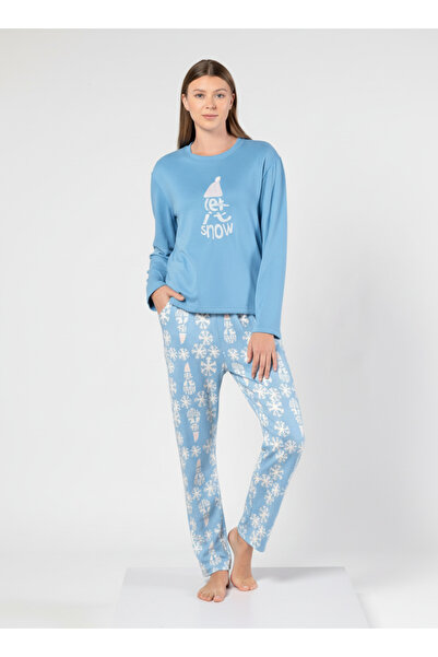 PİJAHOME Pajama Set Thermal Lightweight Soft Textured Breathable Home Wear