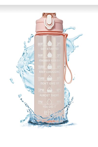 Genel Markalar Motivasyonel Su Matarası Su Şişesi Suluk 900 Ml Tritan Spor Sa...