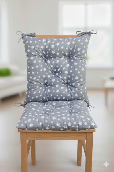 MoMMe Candy Pofidik Sırtlı Sandalye Minderi Özel Dikişli Bağcıklı 40x85 Cm