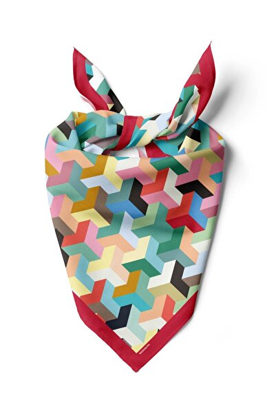 Modabutik V38 Kadın Geometric Mix Desenli Bandana 50x50 DG0124-22
