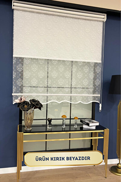 EYMENS HOME Eymen's Eym3049 Çift Mekanizmalı Tül Ve Stor Perde Damaks Desenli...