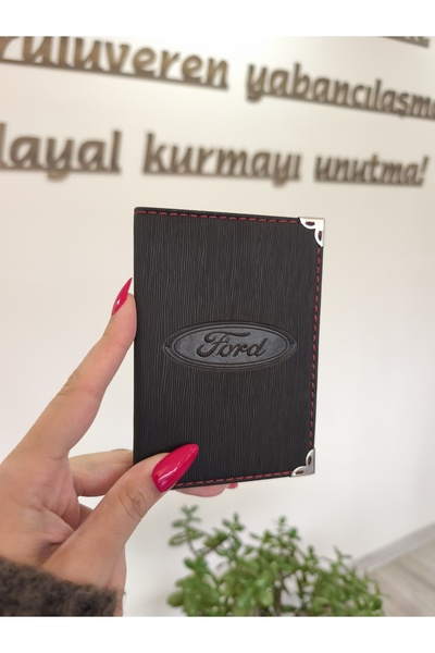 EFE DERİ Premium Ford Leather Stitched Car License Case Container Auto Licens...