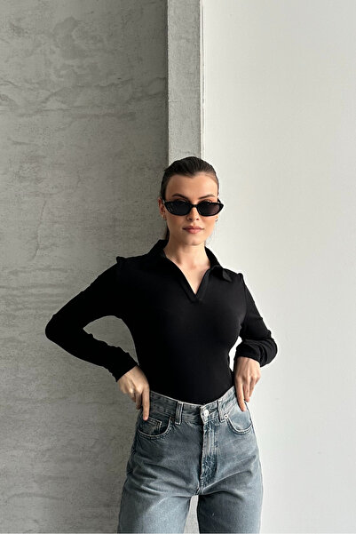 macharel jeans Women's Polo Neck Long Sleeve Basic Blouse