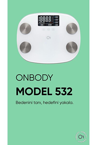 OnBody Bmı Vücut Analiz Baskülü Model 532 Dijital Baskül Yağ Su Kas Vücut Kit...