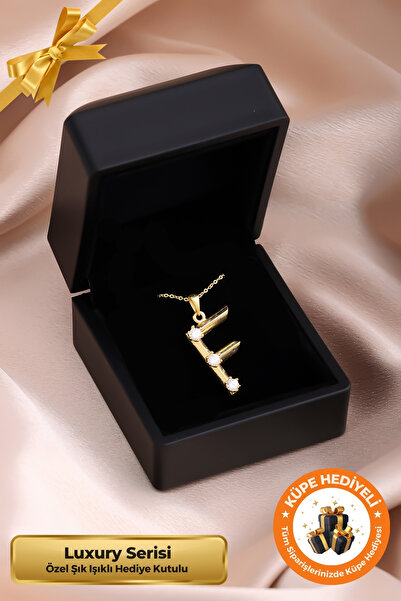Lucente Jewellery Işıklı Hediye Kutulu F Harfi 925 Ayar Gümüş Kaplama Harf Se...