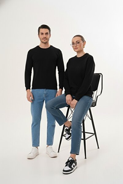 Syla Studio GAUL Unisex Bisiklet Yaka Pamuk Basic Sweatshirt